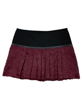 OHNE TITEL Pleated Skirt 2 Burgundy Textured Mini Gothic